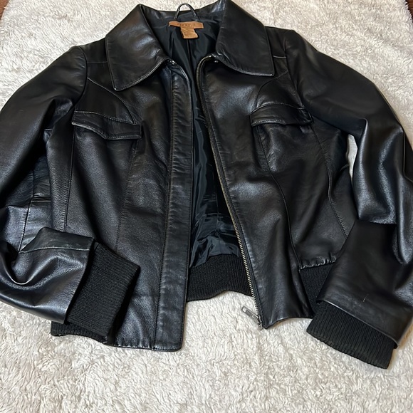 Arden B Black Leather Jacket Sz M - Picture 3 of 13